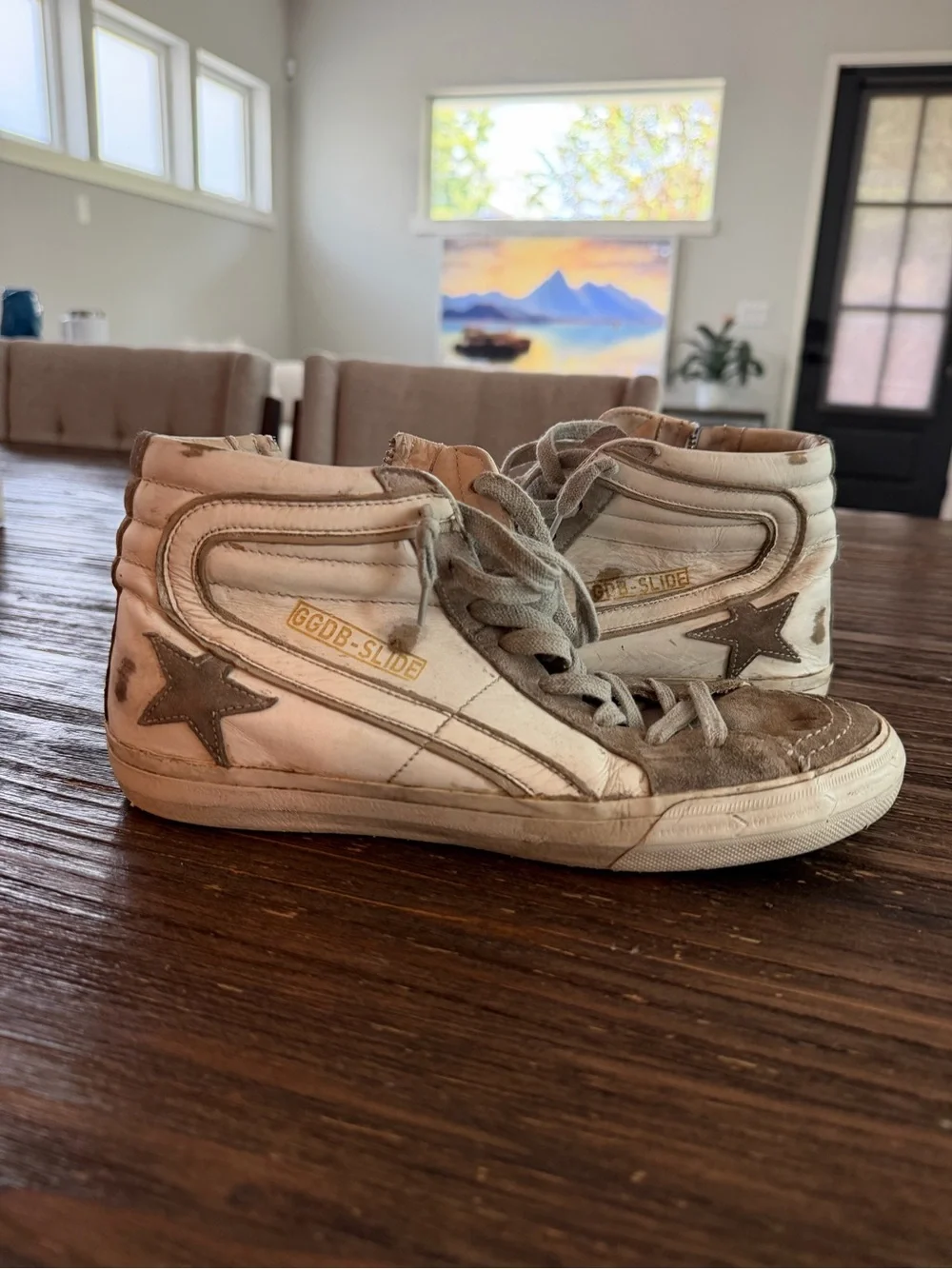 GGDB-Style Cream & Beige High-Top Sneaker for Women
